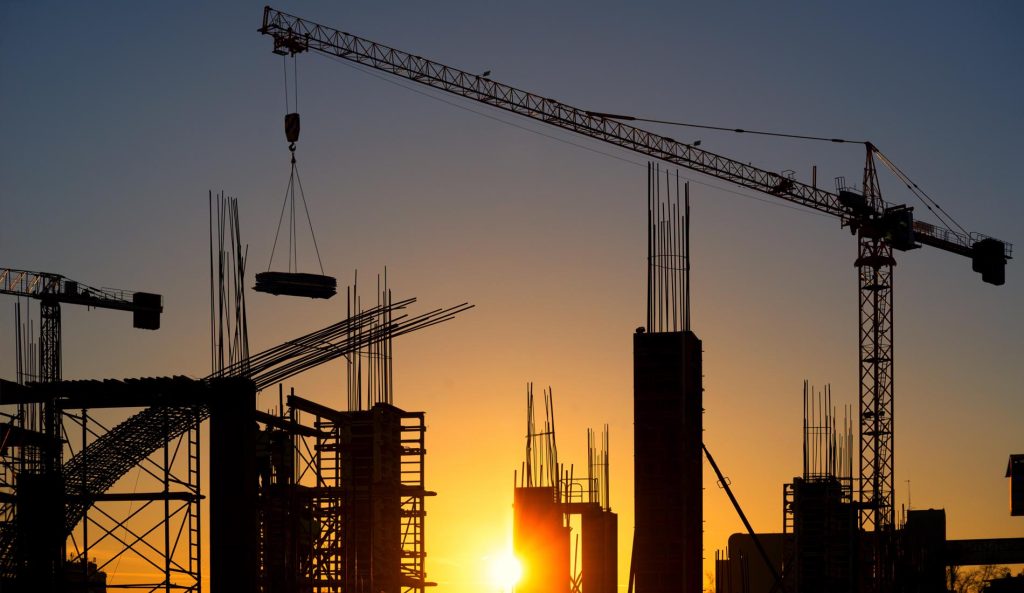 Downtown atlanta sunset with buildings in the foreground